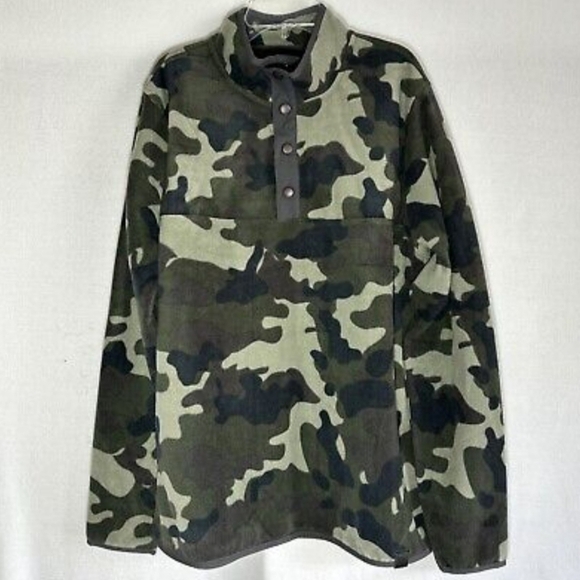 LIV MICRO FLEECE CAMO LONG SLEEVE HALF SNAP SWEATER LARGE L NEW - Picture 1 of 6